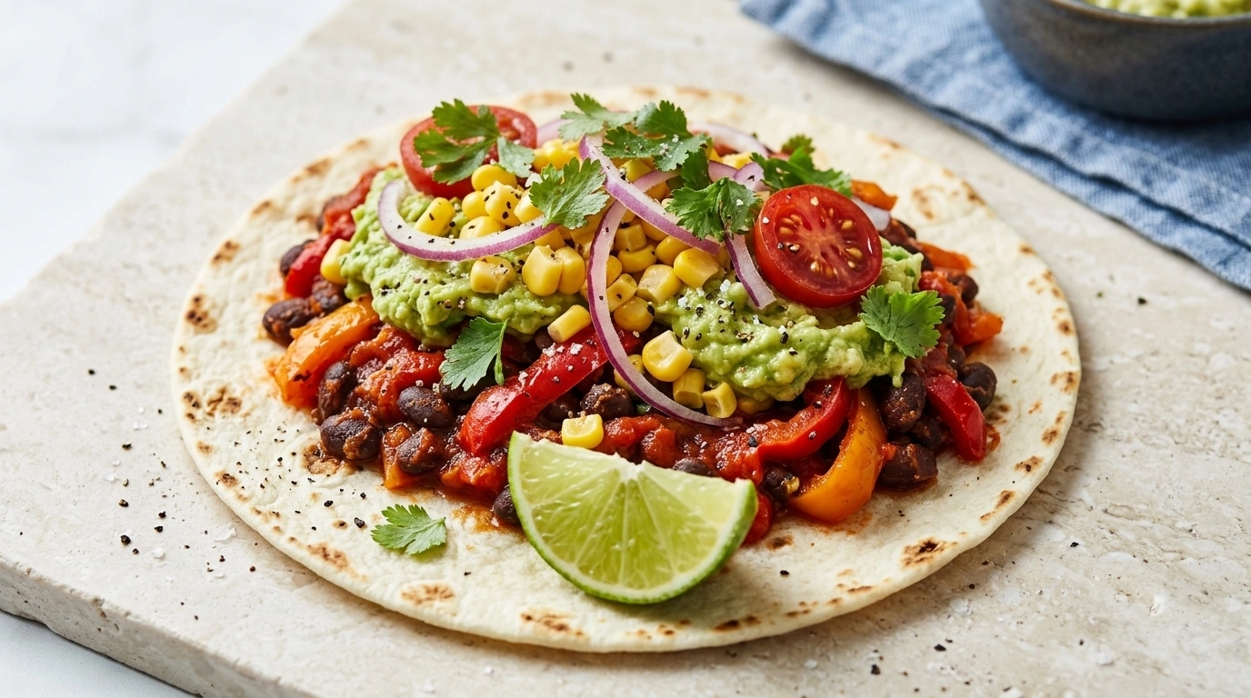 Vegetariska Bön-Tacos med majs och avocado